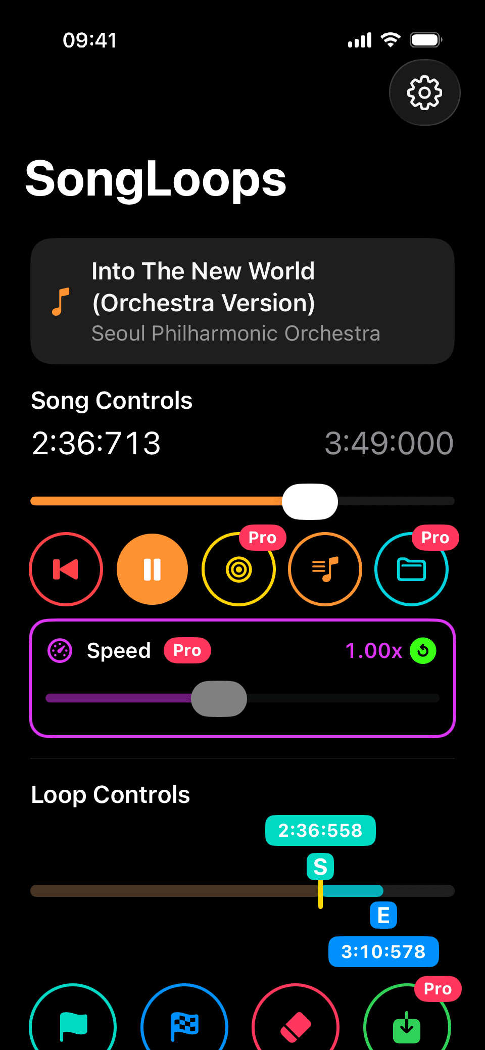SongLoops app screenshot inside iPhone frame