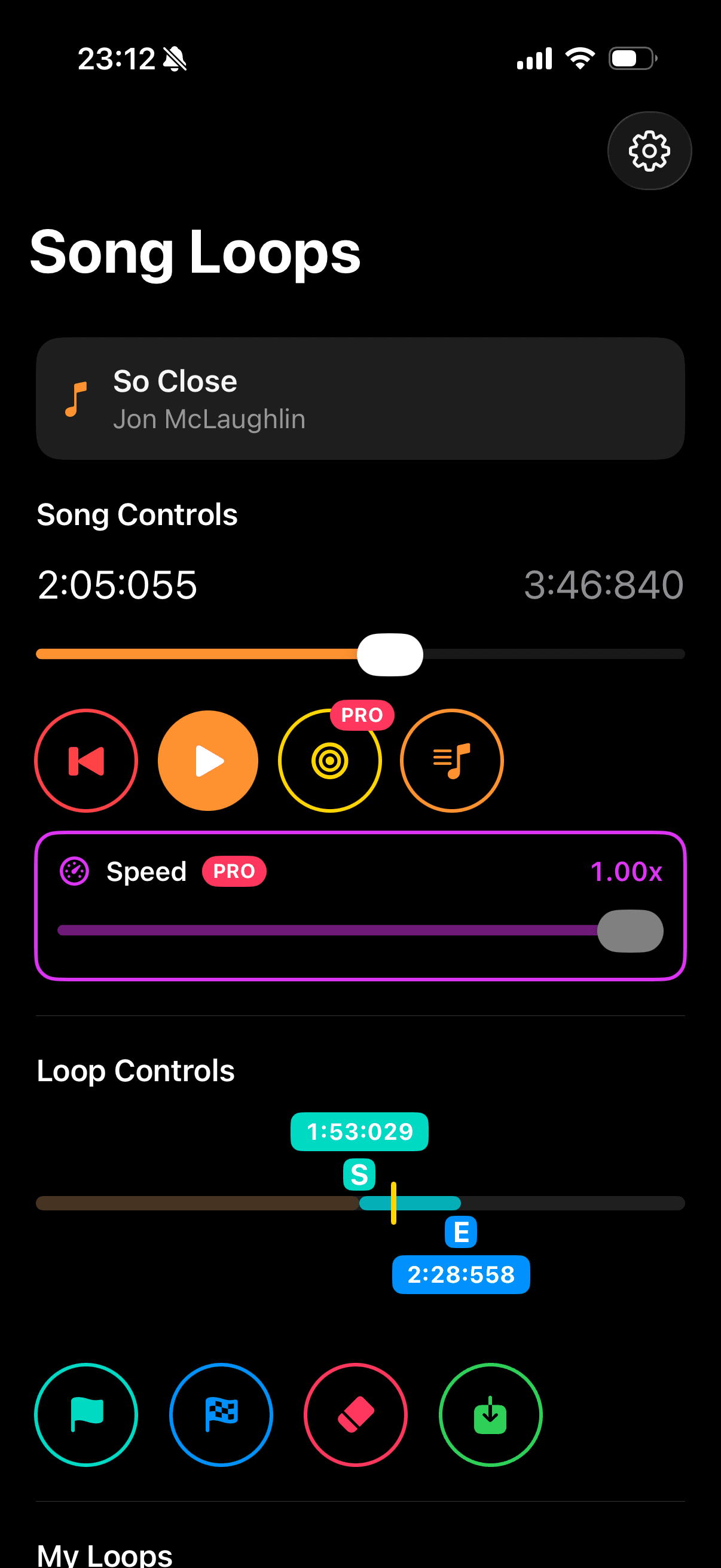 SongLoops app screenshot inside iPhone frame