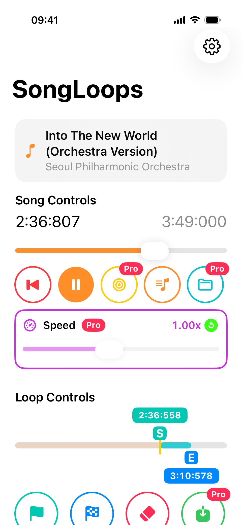 SongLoops app screenshot inside iPhone frame