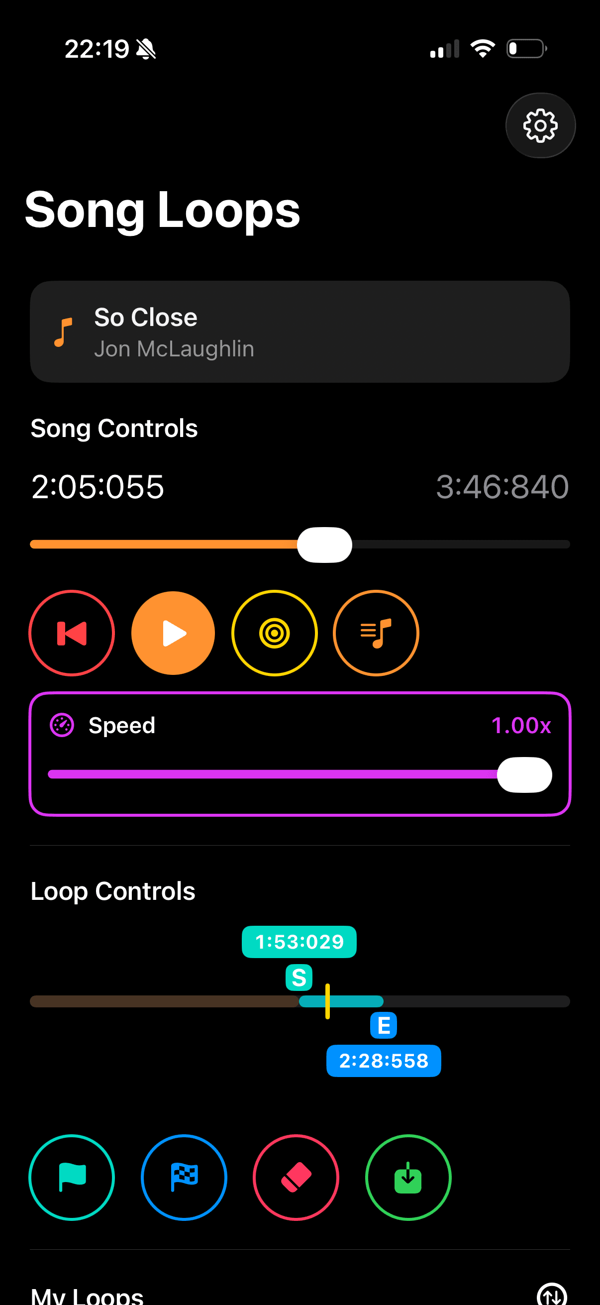 SongLoops app preview inside iPhone frame