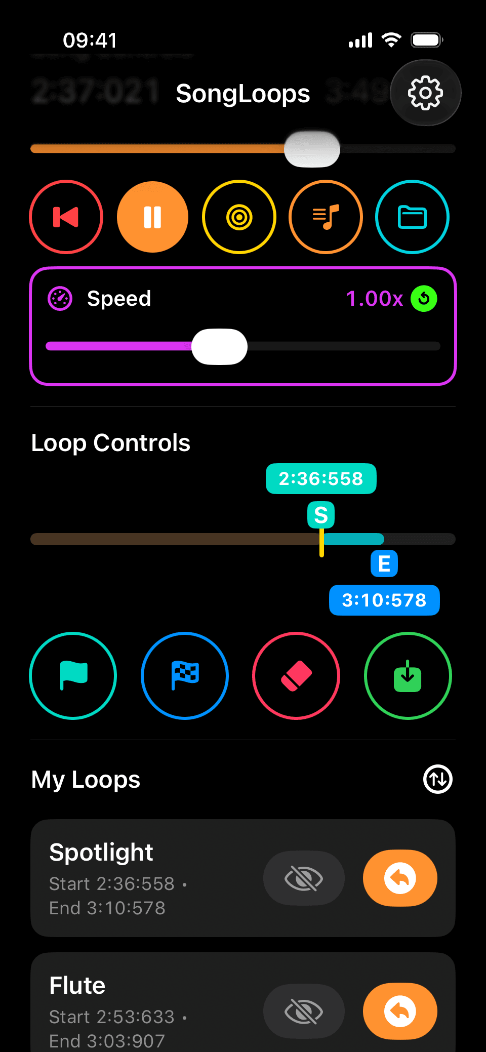 SongLoops Pro app screenshot inside iPhone frame