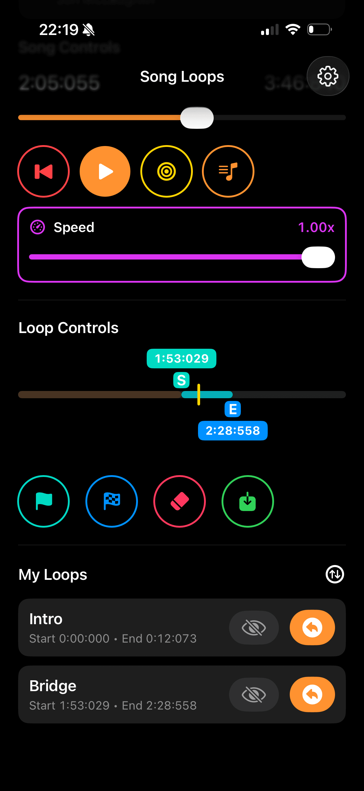 SongLoops Pro app screenshot inside iPhone frame
